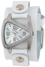 Nemesis WGB024S Small Triangle White on White Leather Cuff Quartz