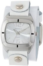 Nemesis WGB090S Retro Collection Silver on White Leather Band