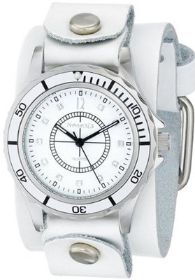 Nemesis WGB092W Black Collection Stone Encrusted Leather Band