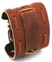 Nemesis Wide Brown Leather Cuff Wrist Band