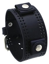 Nemesis #WP-K Black Fashion Holes Wide Leather Cuff Wrist Band