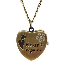 Antique Heart Style Brass Quartz Pocket With Chain Belt