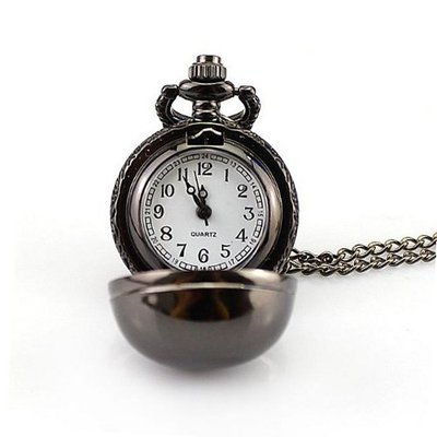 Antique Vintage Bronze Ball Steampunk Pocket Necklace Pendant Chain