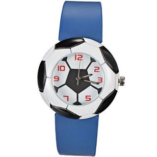 Football Style Silicone Band Quartz for Boys and Girls (Blue)