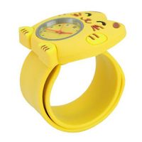 Stylish Slap-on Adorable Cat-shaped Dial Silicone Quartz Wrist with Removable band - Yellow