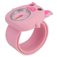 Stylish Slap-on Adorable Pink pig-shaped Dial Silicone Quartz Wrist with Removable band - Pink