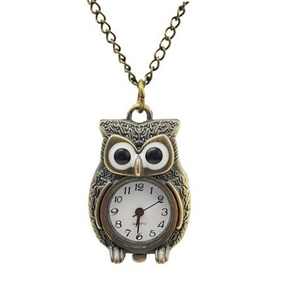 uNew Brand Antique Owl Pattern Brass Quartz Pocket With Chain Belt 