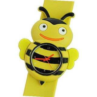 uNew Brand Stylish Slap-on Adorable Bee-shaped Dial Silicone Quartz Wrist with Removable band - Yellow 