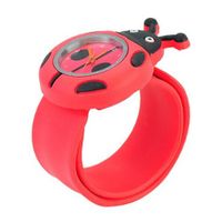 uNew Brand Stylish Slap-on Adorable Coccinella septempunctata shaped Dial Silicone Quartz Wrist with Removable band - Red 