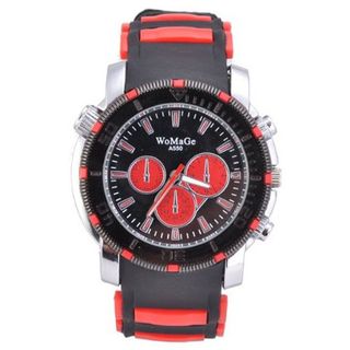Womage Round Dial Sport Casual Wristes Rubber Band(Red)