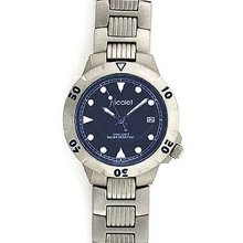 NICOLET All Titanium with Dark Blue Dial and Locking Crown. Model: NC-1019M