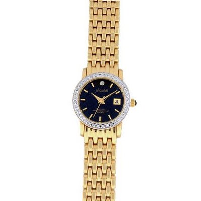 NICOLET Gold-Tone Black Dial Austrian Crystals Calendar NC-2087