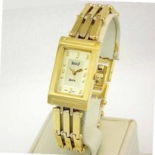 NICOLET Gold-Tone Rectangular Dial Bracelet . Model: NC-2032W