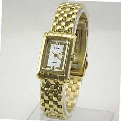 NICOLET Gold-Tone Rectangular with White Dial. Model: NC-2045W