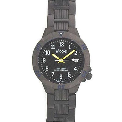 NICOLET Ion Plated Black Over All Titanium with Sapphire Crystal & Locking Crown. Model: NC-1018M