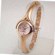 NICOLET Rose Gold-Tone Mother of Pearl Dial Half Bangle Bracelet . Model: NC-2095W