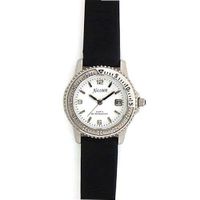 NICOLET Silver-Tone with Black Leather Strap. Model: NC-7001W