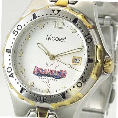 NICOLET Two Tone ATLANTIC 10 NCAA CONFERENCE Bracelet . Model: NC5001-AT