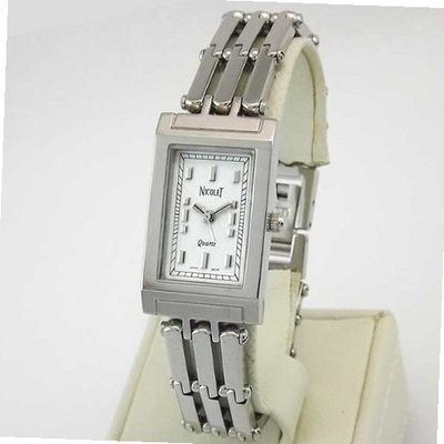 uNicolet NICOLET Silver-Tone Rectangular White Dial Bracelet . Model: NC-2033W 