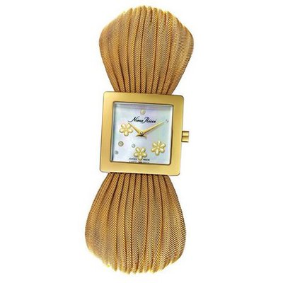 Nina Ricci N019 N01942364 Diamonds Gold Steel Bracelet & Case Synthetic Sapphire Quartz