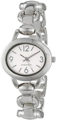 Nine West NW/1105PKSB Silver-Tone Oval Open Link Bracelet