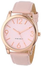 Nine West NW/1158PKRG Round Rose Gold-Tone Pink Strap