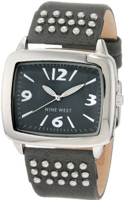 Nine West NW/1211GYGY Rectangle Silver-Tone Grey Strap