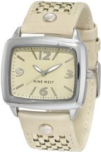 Nine West NW/1281CMCM Rectangle Silver-Tone Cream Raffia Woven Strap