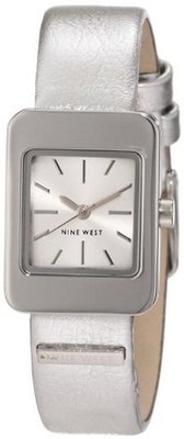 Nine West NW/1291SVSV Square Silver-Tone Metallic Strap