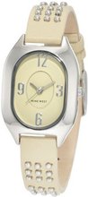 Nine West NW/1303BNCM Oval Silver-Tone Studded Cream Strap
