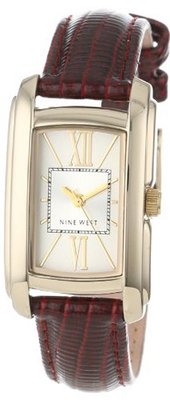 Nine West NW/1336SVRD Gold-Tone Red Strap