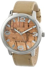Nine West NW/1363LBCM Silver-Tone Cork Dial Tan Strap