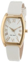 Nine West NW/1370SVWT Cushion Gold-Tone White Lizard-Grain Strap