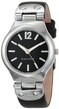Nine West NW/1383BKBK Silver-Tone Black Strap