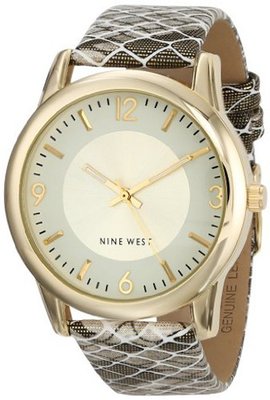 Nine West NW/1444CHGD Gold-Tone Snakeskin Print Strap
