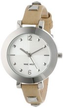 Nine West NW/1477SVCM Silver-Tone Pyramid Stud Accented Natural Strap