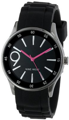 Nine West NW/1543PKBK Gunmetal Black Silicone Strap