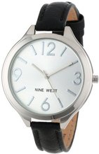 Nine West NW/1557SVBK Silver-Tone Thin Black Strap