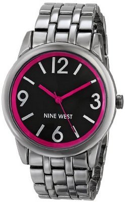 Nine West NW/1579PKGN Bright Pink Accented Dial Gunmetal Bracelet
