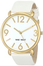 Nine West NW/1606WTWT Gold-Tone Case White Strap