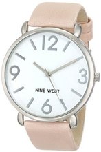 Nine West NW/1607WTPK Silver-Tone Case Blush Pink Strap