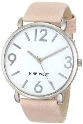Nine West NW/1607WTPK Silver-Tone Case Blush Pink Strap