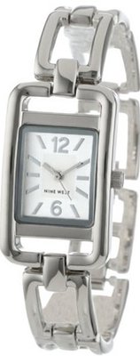 Nine West NW1039SVSB Silver-Tone Rectangular Open-Link Bracelet
