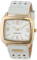 Nine West NW1080WTWT Square Gold-Tone and White Strap