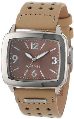 Nine West NW1081BNCM Square Silver-Tone and Tan Strap