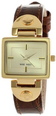 Nine West NW1086CHBN Gold-Tone and Brown Strap