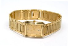 RETRO VINTAGE SUPER SLIM NIVADA SWISS THIN GOLD PLATED STAINLESS STEEL WATCH W CALENDAR