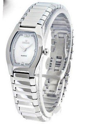 WOMENS NIVADA SUPER SLIM SWISS WATCH SILVER STAINLESS STEEL WHITE DIAMOND DIAL WATER RESISTANT