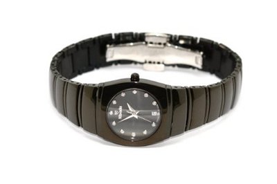 WOMENS NIVADA SWISS WATCH BLACK CERAMIC ROUND HIGH QUALITY DIAMOND DIAL