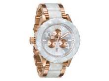 Nixon 42-20 Chrono Rose Gold/White Granite, One Size